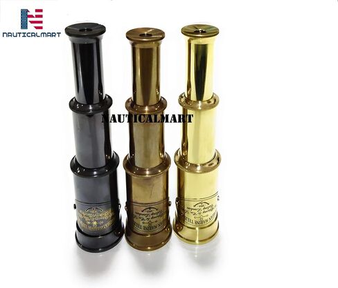 6" Handheld Brass Telescope - Pirate Navigation Wooden Box (Antique Black) in Saudi Arabia