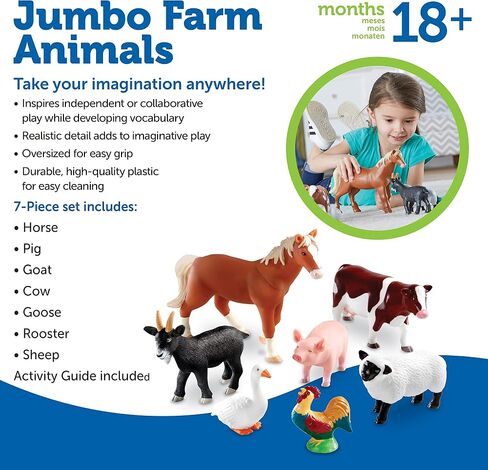 Learning Resources Jumbo Farm Animals, Animal Toy Set for Toddlers, 7 Pieces, Ages 18 Mos+ in Saudi Arabia