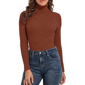 PrettyGuide Women's Ribbed Turtleneck Long Sleeve Sweater Tops
