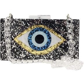 Evil Eye Clutch for Women Stylish Acrylic Box Evening Bag Glitter Party Banquet Purse Handbag