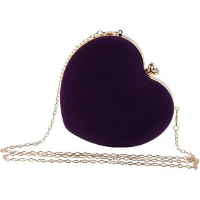 SUKUTU Womens Heart Shape Evening Bag Purse Velvet Party Tote Mini Handbag Clutch Chain Clear Shoulder Bag in Kuwait
