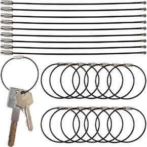 جي اس ان ام اي 60 قطعة 6 انش 2 ملم سلسلة مفاتيح سلكية من الستانلس ستيل سلسلة مفاتيح سلك شديد التحمل لحقائب السفر والبطاقات، حلقات لحمل البطاقات الرياضية والسفر، اسود، مقاس L, أسود, Large in Kuwait