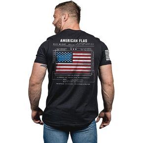 تي شيرت بتصميم Nine Line بتصميم العلم الأمريكي - تي شيرت وطني أسود/أردوازي للجنسين - شعار Dropline والعلم الأمريكي على الأكمام in Kuwait