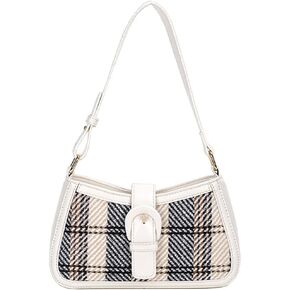 RTGGSEL Women's Contrast Color Plaid Striped Saddle Crossbody Shoulder Underarm Satchel Handbag Tote Clutch Purse Hobo Bag