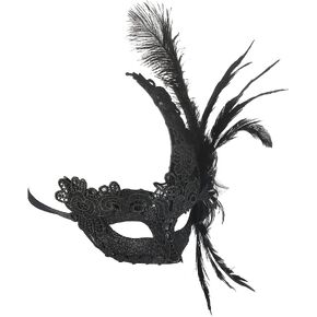 Halloween Embroidery Mask Masquerade Feather Mask for Women Venetian Mask Party/Ball Prom/Mardi Gras/Wedding/Wall Decoration… (Black) in Kuwait