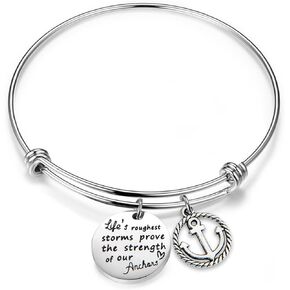 bobauna Life's Roughest Storms Prove the Strength of Our Anchors Inspirational Quote Bracelet Keychain