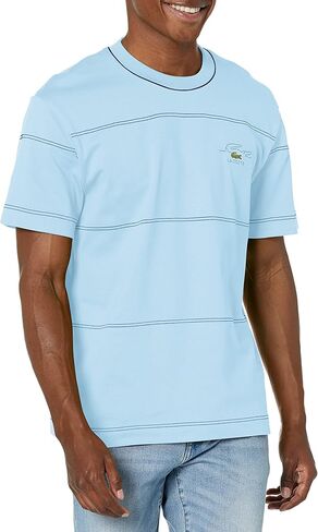 Lacoste Contemporary Collection's Men's Short Sleeve Relaxed Fit Dotted Stripe Tee Shirt in Saudi Arabia