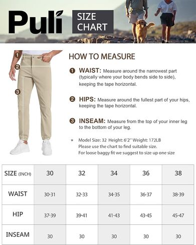 PULI Men's Stretch Golf Joggers Pants with 4 Pockets Waterproof Slim Fit Hiking Casual Travel Work Pants for Men in Kuwait