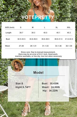 VOTEPRETTY Women's 2023 Floral V Neck Tie Front Spaghetti Strap Beach Dresses with Pockets in Saudi Arabia