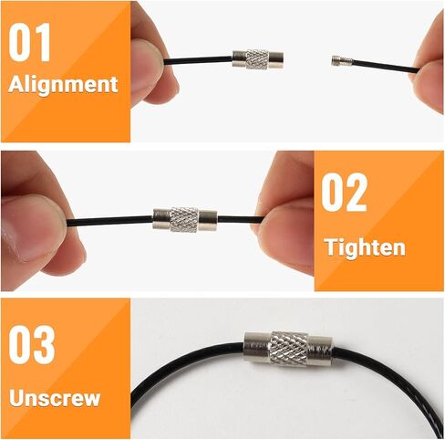 جي اس ان ام اي 60 قطعة 6 انش 2 ملم سلسلة مفاتيح سلكية من الستانلس ستيل سلسلة مفاتيح سلك شديد التحمل لحقائب السفر والبطاقات، حلقات لحمل البطاقات الرياضية والسفر، اسود، مقاس L, أسود, Large in Kuwait