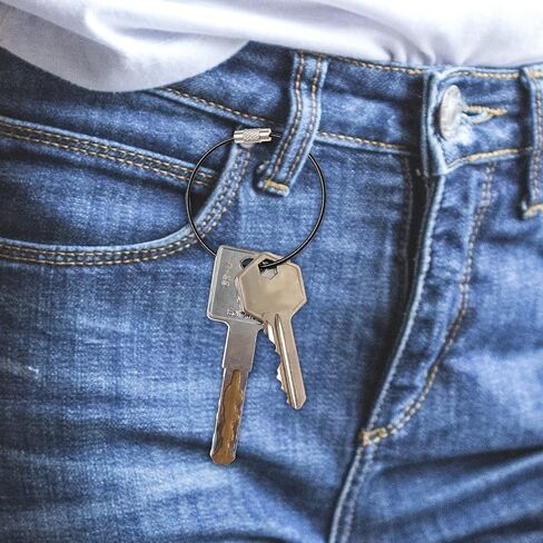 جي اس ان ام اي 60 قطعة 6 انش 2 ملم سلسلة مفاتيح سلكية من الستانلس ستيل سلسلة مفاتيح سلك شديد التحمل لحقائب السفر والبطاقات، حلقات لحمل البطاقات الرياضية والسفر، اسود، مقاس L, أسود, Large in Kuwait