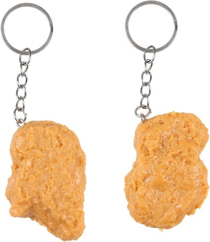 OYANIMO 2 قطعة شذرات الدجاج المقلي كيرينغ واقعية تقليد الغذاء المفاتيح الإبداعية كيرينغ المزحة الهدايا حقيبة يد محفظة سيارة قلادة in Kuwait