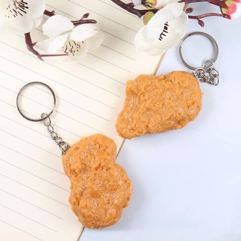 OYANIMO 2 قطعة شذرات الدجاج المقلي كيرينغ واقعية تقليد الغذاء المفاتيح الإبداعية كيرينغ المزحة الهدايا حقيبة يد محفظة سيارة قلادة in Kuwait