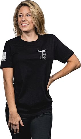 تي شيرت بتصميم Nine Line بتصميم العلم الأمريكي - تي شيرت وطني أسود/أردوازي للجنسين - شعار Dropline والعلم الأمريكي على الأكمام in Kuwait