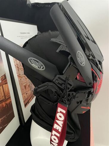 YYINYUAN Futuristic Punk Mask, Cyber Techwear Helmet Cosplay Costume, Black and Red Led Mask Face Mask Halloween Cosplay Mask for Men, Women in Kuwait