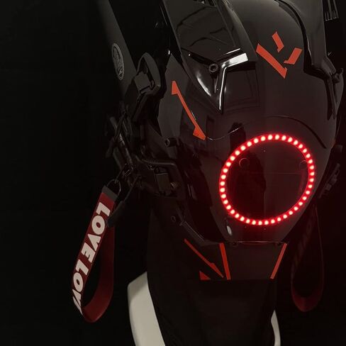 YYINYUAN Futuristic Punk Mask, Cyber Techwear Helmet Cosplay Costume, Black and Red Led Mask Face Mask Halloween Cosplay Mask for Men, Women in Kuwait