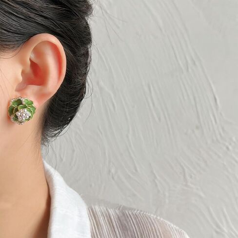 ZHOUMEIWENSP أقراط زهرة اللؤلؤ كاميليا للنساء الفتيات أقراط زهرة اللؤلؤ in Kuwait