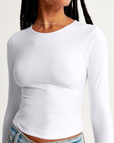 Beumissy Women's Sexy Long Sleeve Square Neck Tops Slim Fitted Double Lined Basic Shirts in Saudi Arabia