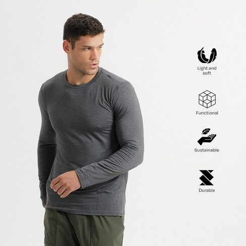 Insider - تي شيرت Tech بأكمام طويلة للرجال - مضاد للروائح - قميص للاستخدام اليومي، قمصان رياضية للرجال، سريع الجفاف، قميص Tech in Kuwait