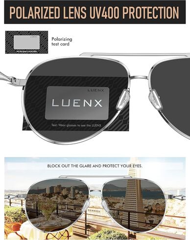 نظارات شمسية LUENX Aviator للنساء والرجال بعدسات مستقطبة مع إكسسوارات - حماية من الأشعة فوق البنفسجية 400 60 ملم in Kuwait