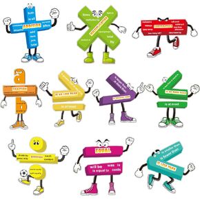 10 Sets Math Posters for Classroom, Educational Math Posters Laminated Math Keywords Vocabulary Symbol Bulletin Board Cutouts for Elementary Middle School Addition Subtraction Multiplication Division in Saudi Arabia