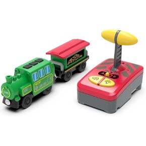 HANQIAN Battery Operated Locomotive Train Set for Wooden Train Track Electric Remote Control Magnetic Train Vehicles Toy Powerful Engine Light Train Cars Toy Sets for Kids Toddler Gift in Saudi Arabia