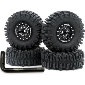 RC 64 مم طويل 1.0 إطارات طينية ومعدنية 1.0 عجلات قابلة للتعديل باللون الفضي، 1/18 1/24 إطارات عجلات خرزية لإطارات RC Micro Crawler Trail 1/24 SCX24 FMS24 FCX24 1/18 TRX4M