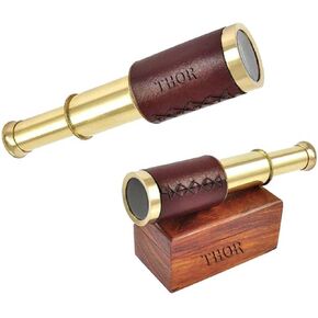 Antique Marine 6" Brass Handheld Telescope Pirate Nautical with Anchor Wooden Box Rustic Vintage Home Decor Gifts in Saudi Arabia