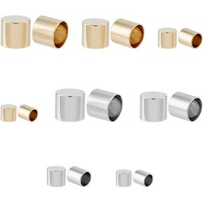 SUPERFINDINGS 16 قطعة 201 سلك من الفولاذ المقاوم للصدأ ينتهي بـ 4 مقاسات من أغطية نهاية الحبل الجلدي سلك 3/5/8/9 مم القطر الداخلي أغطية نهاية عمود إنهاء الحبل مشبك حلقة برميل لصنع المجوهرات in Kuwait