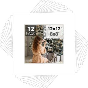Mat Board Center, 8x8 Mix Color Mats for 4x4 Pictures - Pack of 12 in Kuwait