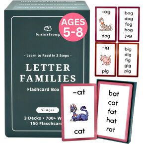 Phonics Flash Cards - Short Vowels Step 1 | 244 Beginning Reader Words | Picture Mnemonics | Learn-to-Read Flashcards Ages 5-8 | Word Family Books for 1st Grade - 50 Cards