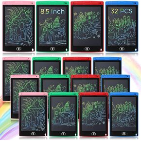 Zhehao 32 Pieces LCD Writing Tablet Doodle Board Electronic Toy 8.5 Inch Colorful Doodle Board LCD Erasable Drawing Pad Reusable Writing Pad Toys for Girls Boys(Black)