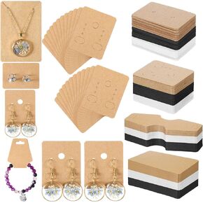 فولمون 1000 قطعة من بطاقات عرض المجوهرات المصنوعة من الورق المقوى 250 بطاقة قلادة 250 بطاقة سوار 250 بطاقة عرض اقراط 250 بطاقة اقراط للاعمال الصغيرة، 3 الوان in Kuwait