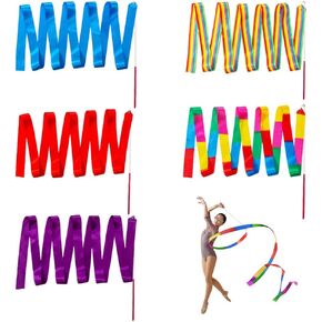 مايجيندو 5 قطع من شرائط الجمباز الايقاعي بطول 2 متر، شرائط الرقص وعروض المواهب للاطفال الراقصات الفنية الراقصة والجمباز وديكورات اللعب التظاهري، الوان مختلطة in Kuwait