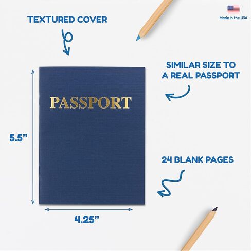 Hygloss Products Blank Passport Book - Fun Pretend Activity for Kids - Great for Classrooms & Parties - Imaginary Travel - Little Travelers Pocket Journal - 24 Blank Pages - 4 ¼" X 5 ½" - 1 Book in Saudi Arabia