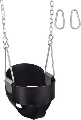 Swing Set Stuff High Back Full Bucket Swing Seat with Chains and Hooks and SSS Logo Sticker, Black in Saudi Arabia