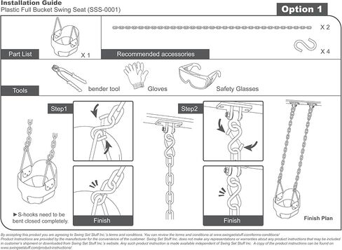 Swing Set Stuff High Back Full Bucket Swing Seat with Chains and Hooks and SSS Logo Sticker, Black in Saudi Arabia