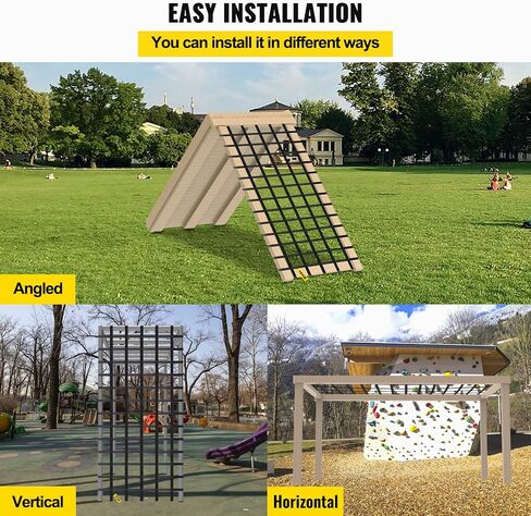 VEVOR Climbing Cargo Net, 11' x 6' Playground Climbing Net, Polyester Material, Ladder, Swingset, Large Military Climbing Cargo Net for Kids & Adult, Indoor & Outdoor, Treehouse, Jungle Gyms in Saudi Arabia