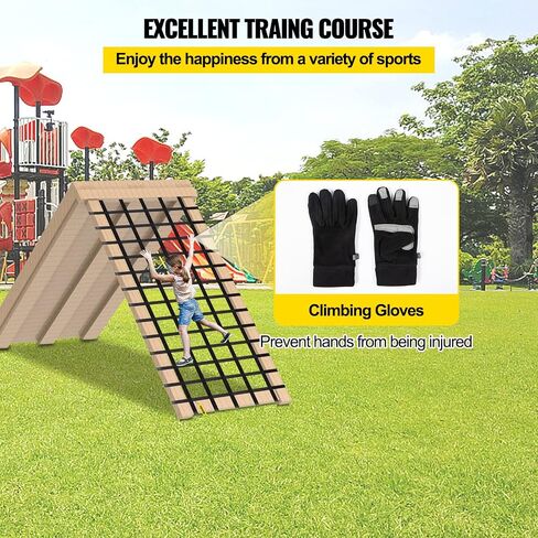 VEVOR Climbing Cargo Net, 11' x 6' Playground Climbing Net, Polyester Material, Ladder, Swingset, Large Military Climbing Cargo Net for Kids & Adult, Indoor & Outdoor, Treehouse, Jungle Gyms in Saudi Arabia