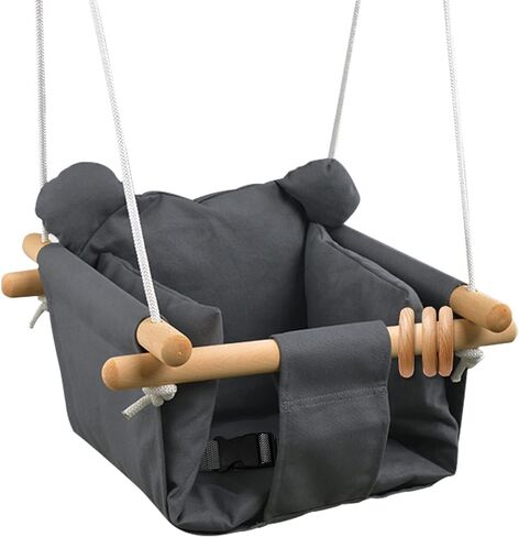 ارجوحة اطفال خشبية امنة للاستخدام في الاماكن المغلقة والمفتوحة، كرسي ارجوحة معلق للرضع مع وسادة قماش، مجموعات ارجوحة للفناء الخلفي in Kuwait
