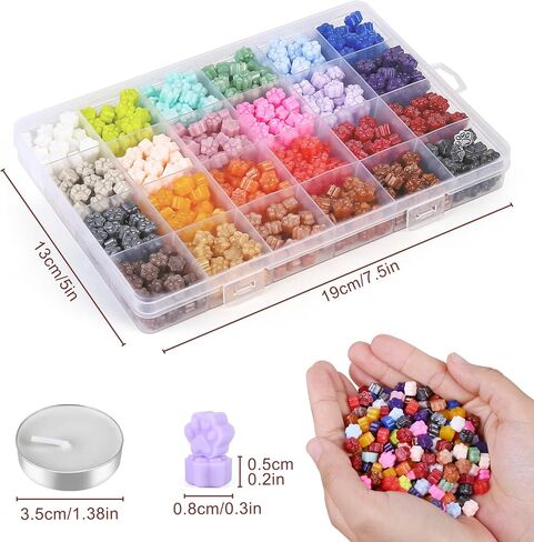 LotFancy Wax Seal Beads, 672Pcs Wax Seal Stamp Kit, 24 Colors Paw Shape Sealing Wax Pellets for Christmas Decor, Envelope, Letter, Stamp, Wedding Invitation, Gift Wrapping Sealing, DIY Craft in Saudi Arabia