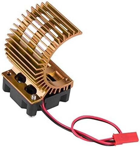 Tbest Motor Heat Sink، RC Car 540/550 Motor Heat بالوعة مع مروحة تبريد متوافقة مع 1/10 مقياس كهربائي RC Model Car (ذهبي) ملحقات طراز السيارة Rehobby Rc Motor Fan Rc Fan Rc Fan in Kuwait