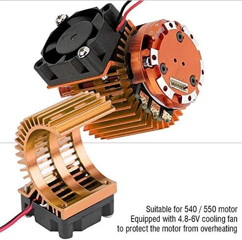 Tbest Motor Heat Sink، RC Car 540/550 Motor Heat بالوعة مع مروحة تبريد متوافقة مع 1/10 مقياس كهربائي RC Model Car (ذهبي) ملحقات طراز السيارة Rehobby Rc Motor Fan Rc Fan Rc Fan in Kuwait