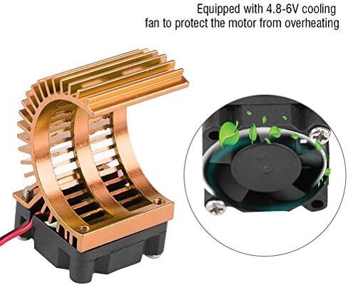 Tbest Motor Heat Sink، RC Car 540/550 Motor Heat بالوعة مع مروحة تبريد متوافقة مع 1/10 مقياس كهربائي RC Model Car (ذهبي) ملحقات طراز السيارة Rehobby Rc Motor Fan Rc Fan Rc Fan in Kuwait