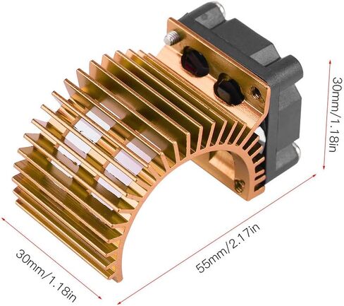 Tbest Motor Heat Sink، RC Car 540/550 Motor Heat بالوعة مع مروحة تبريد متوافقة مع 1/10 مقياس كهربائي RC Model Car (ذهبي) ملحقات طراز السيارة Rehobby Rc Motor Fan Rc Fan Rc Fan in Kuwait