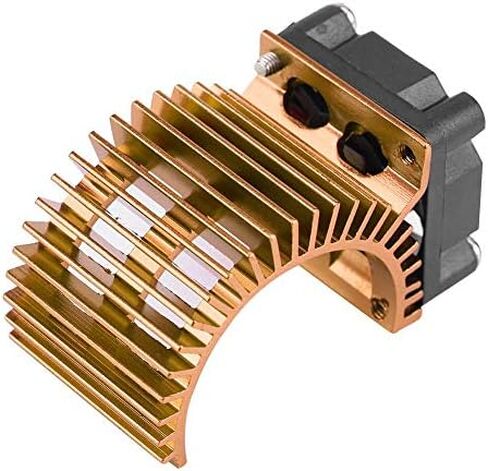 Tbest Motor Heat Sink، RC Car 540/550 Motor Heat بالوعة مع مروحة تبريد متوافقة مع 1/10 مقياس كهربائي RC Model Car (ذهبي) ملحقات طراز السيارة Rehobby Rc Motor Fan Rc Fan Rc Fan in Kuwait