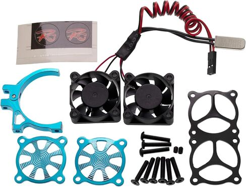 Treehobby 36MM Aluminum Alloy w/Double Cooling Fan Heat Sink with Temperature Control Compatible with 1/10 TRX4 SCX10 Traxxas Track HSP HPI Wltoys Himoto Tamiya 540 550 3650 3660 RC Car(Blue) in Saudi Arabia