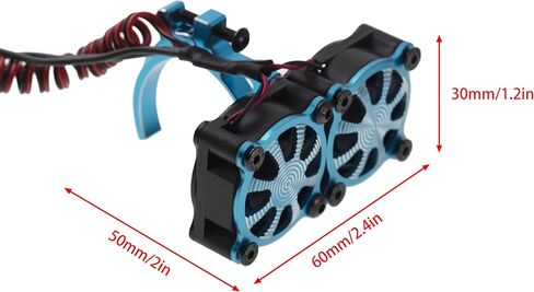 Treehobby 36MM Aluminum Alloy w/Double Cooling Fan Heat Sink with Temperature Control Compatible with 1/10 TRX4 SCX10 Traxxas Track HSP HPI Wltoys Himoto Tamiya 540 550 3650 3660 RC Car(Blue) in Saudi Arabia