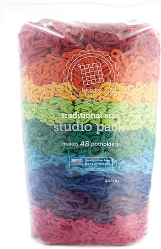 Friendly Loom Cotton Weaving Loops in Rainbow Colors – 7" Size Weave 36 Functional Potholders Made in the USA in Saudi Arabia