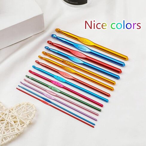 BCMRUN Crochet Hooks Set 14 Sizes 2mm(B) -10mm(N) Aluminum Ergonomic Knitting Needles Kit with Case Weave Yarn Craft Set, Crochet Hook Knit Needle, Best Gift for Women Girls in Kuwait